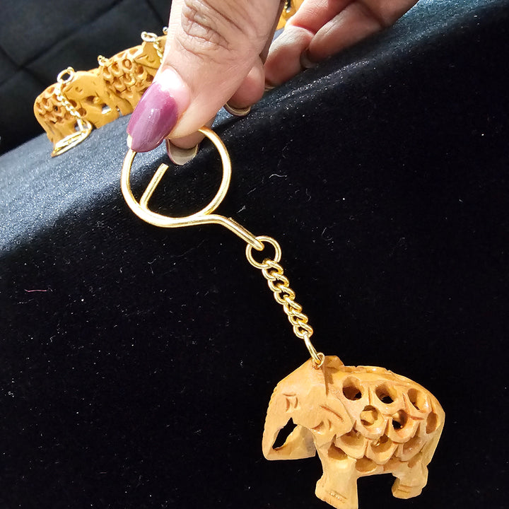 3D elephant wooden keychain