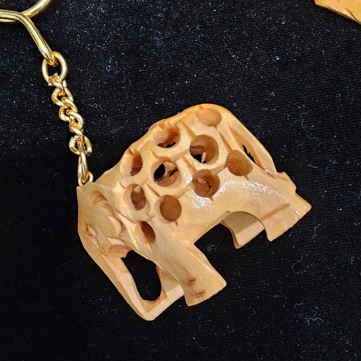 3D elephant wooden keychain