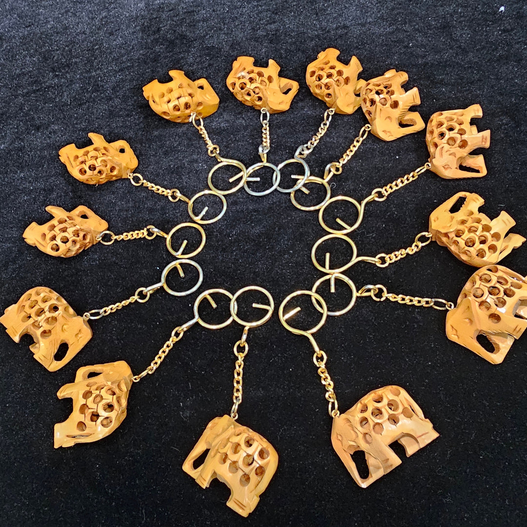 3D elephant wooden keychain