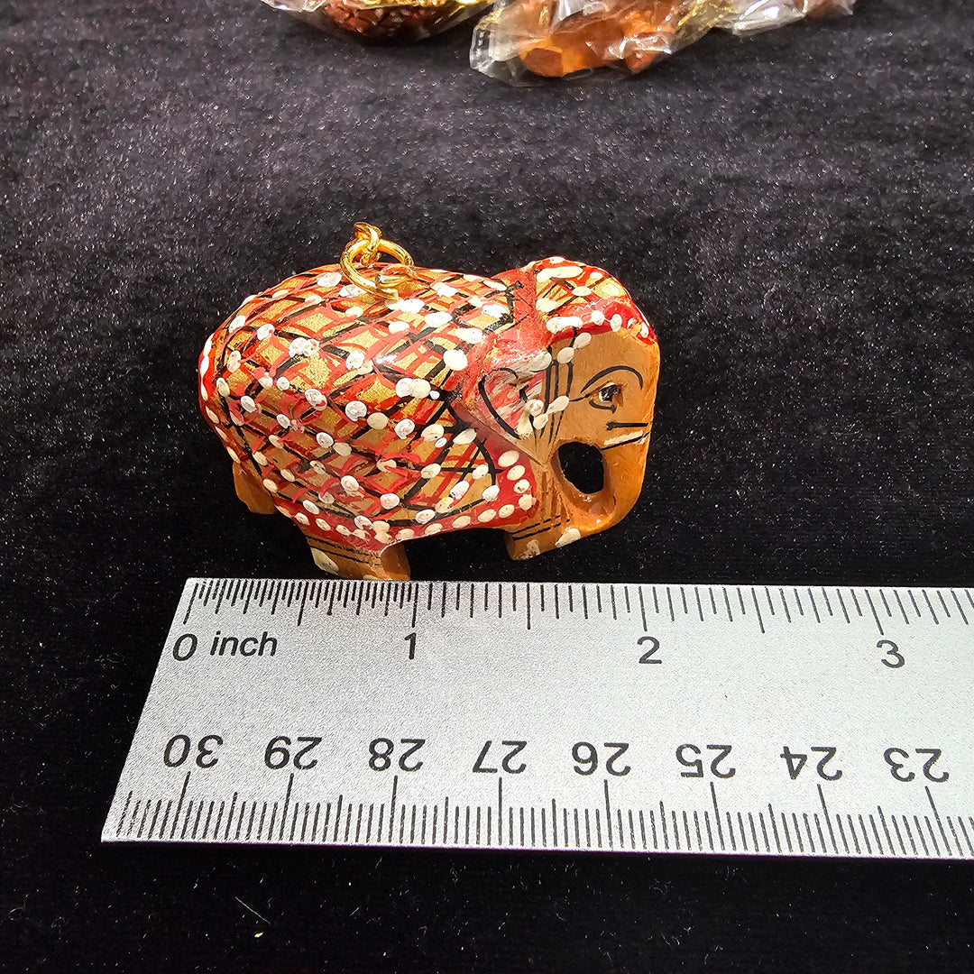 Wooden elephant key chain