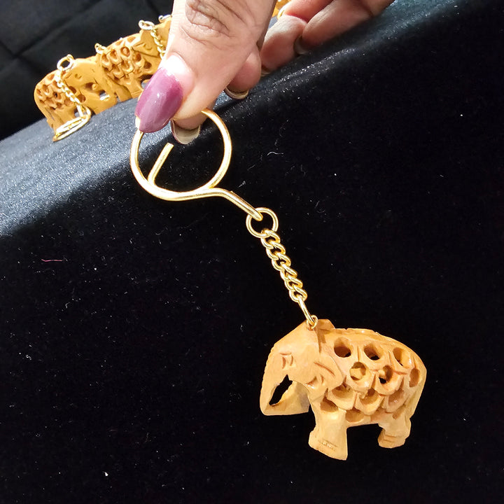 3D elephant wooden keychain