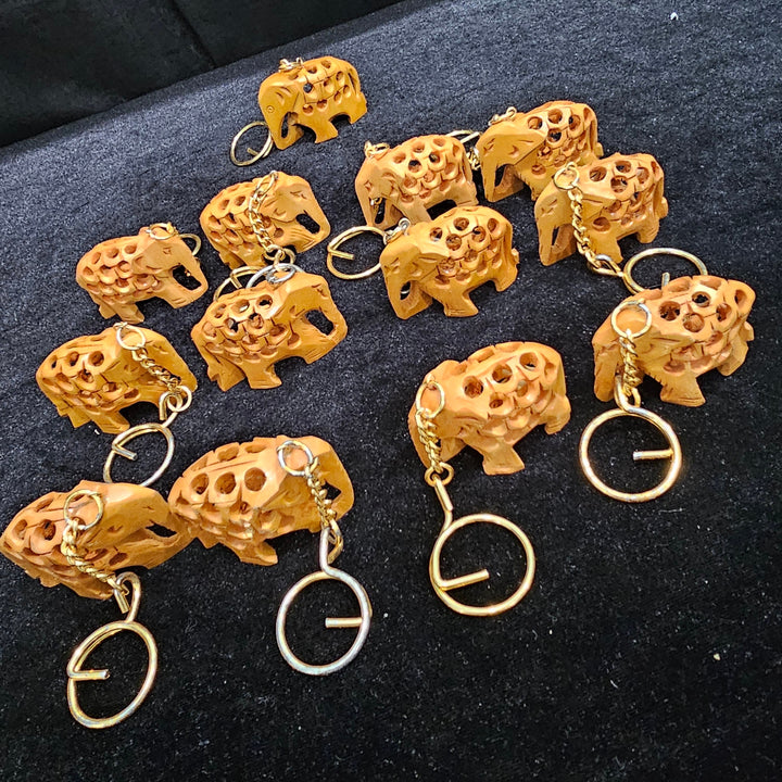 3D elephant wooden keychain