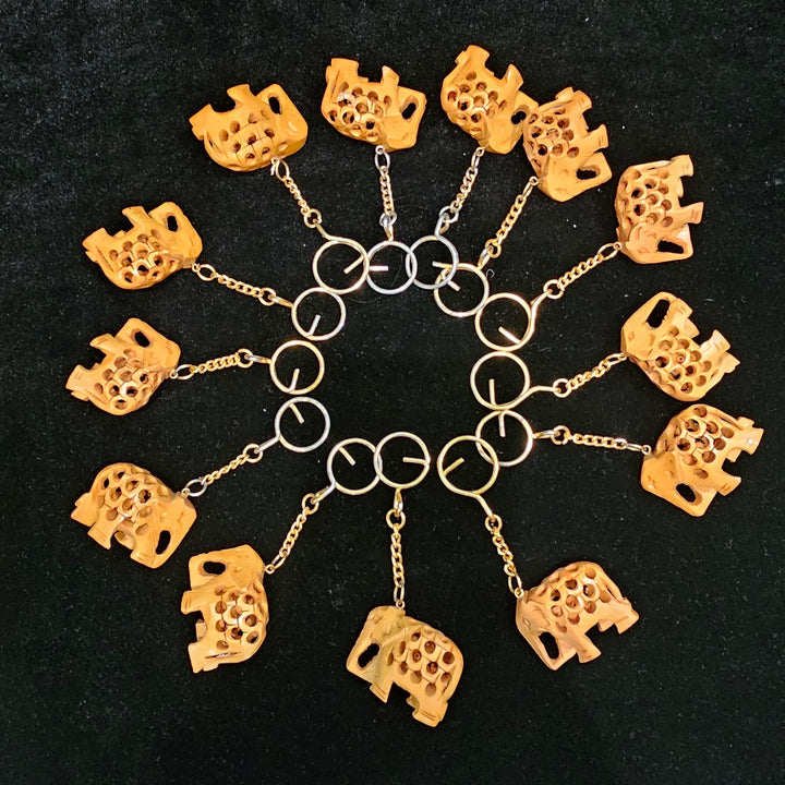 3D elephant wooden keychain