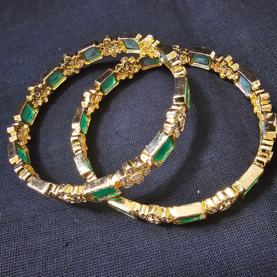 gREEN STONES Gold Plated