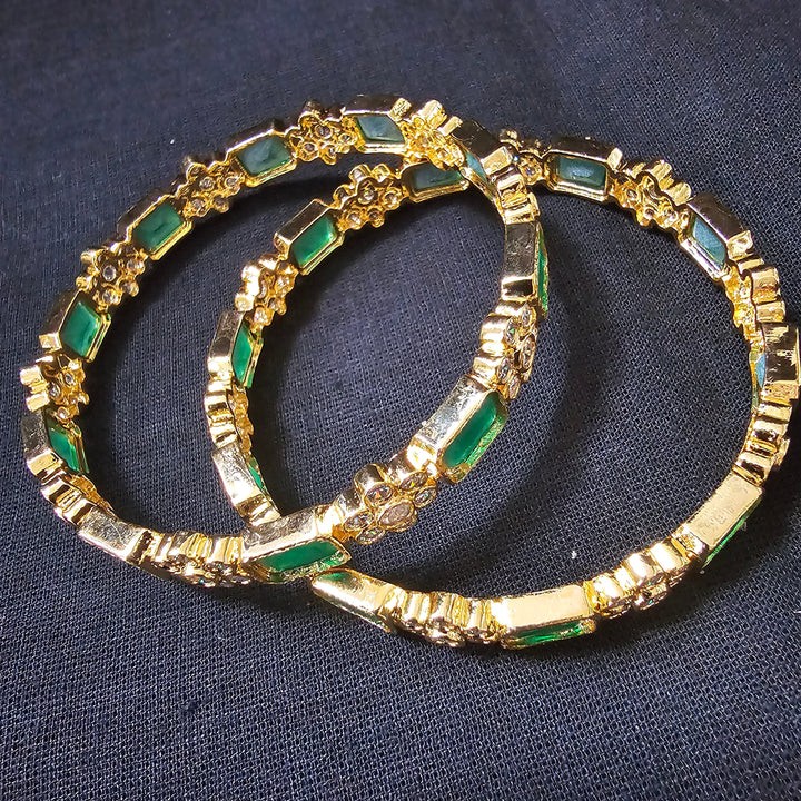gREEN STONES Gold Plated