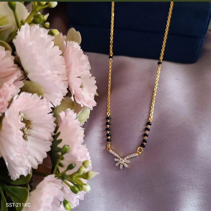 Silver Black Beads Necklace
