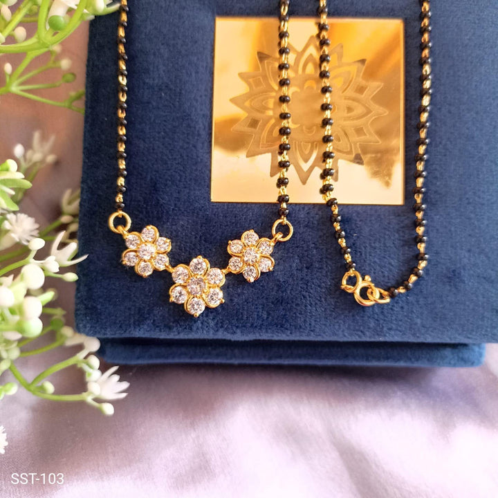3 flower Black Beads