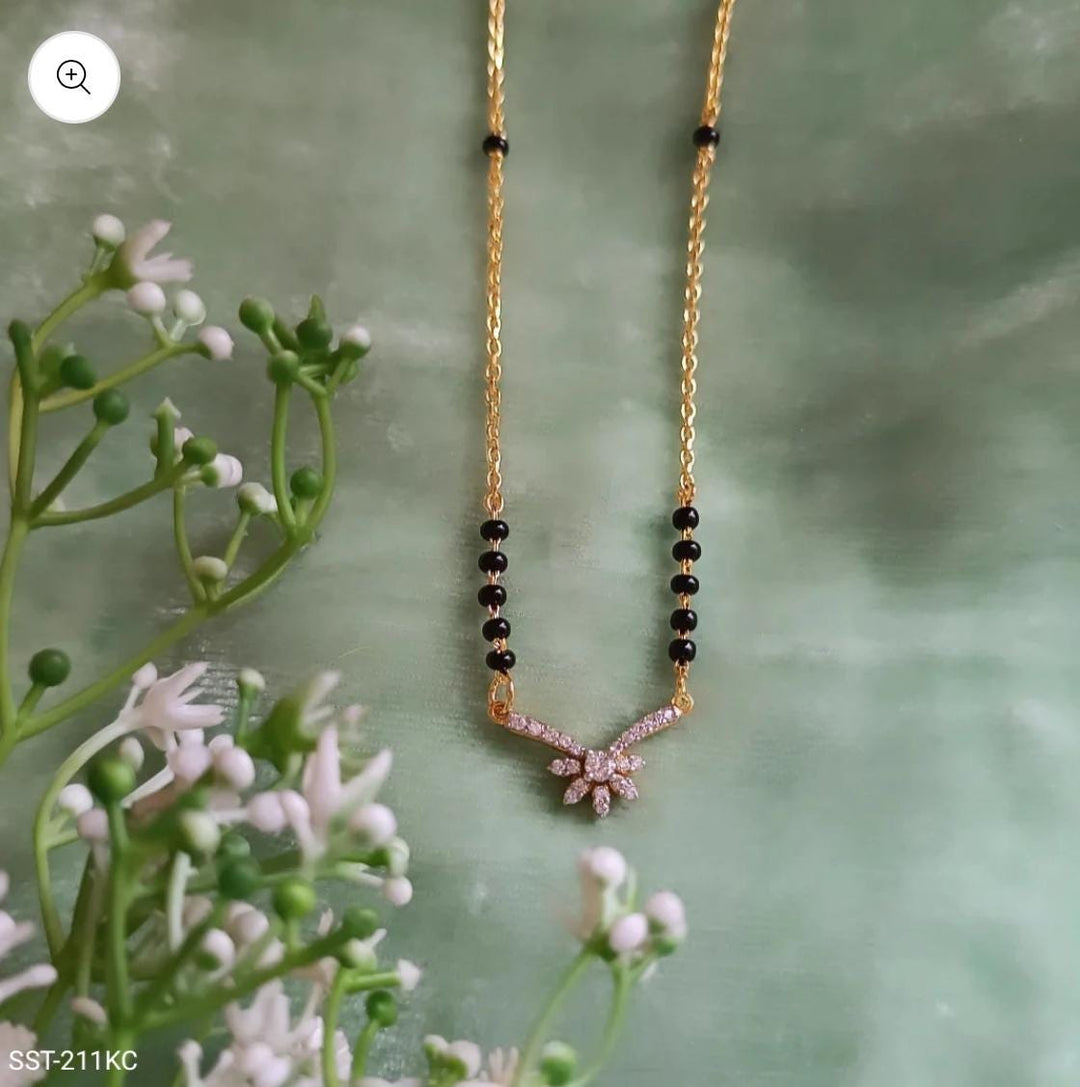 Silver Black Beads Necklace