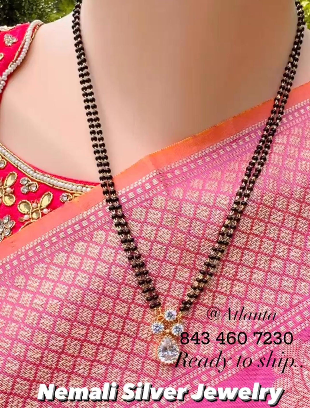 2 Strands Black Beads