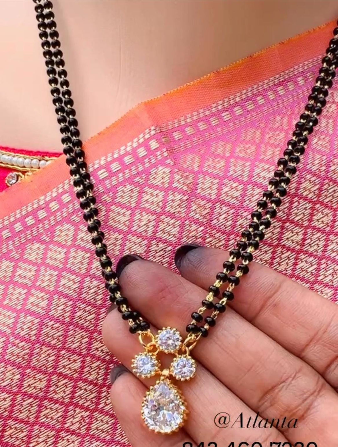 2 Strands Black Beads
