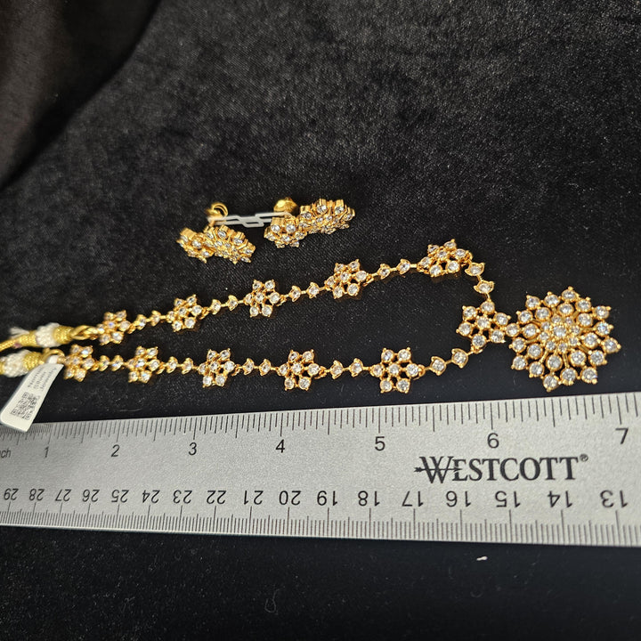 Silver CZs necklace set