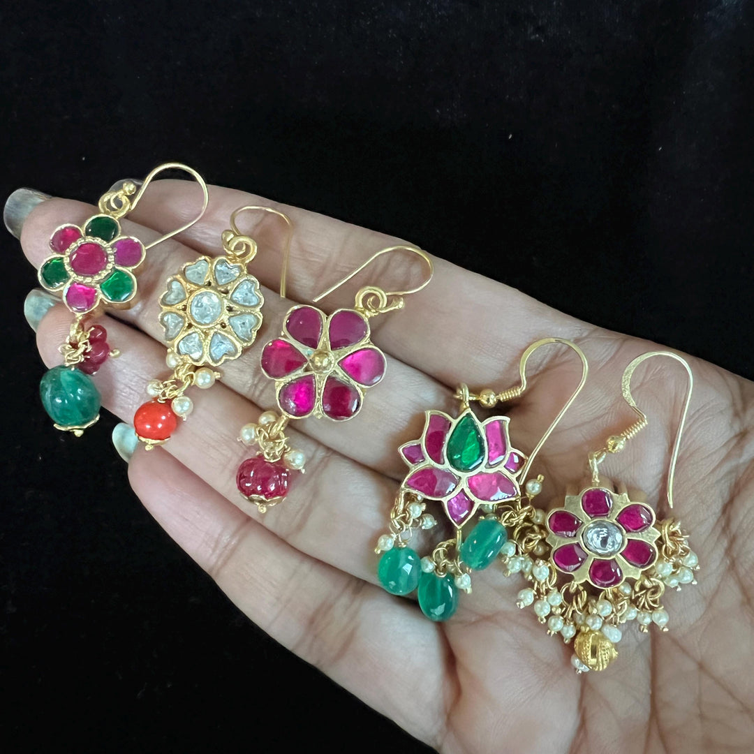 Silver Kundan danglers
