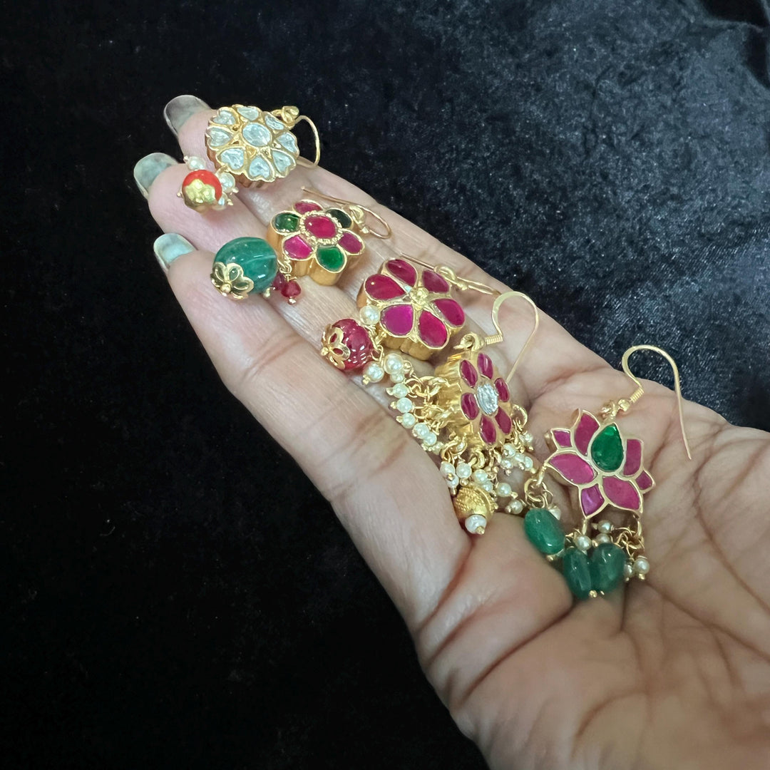 Silver Kundan danglers