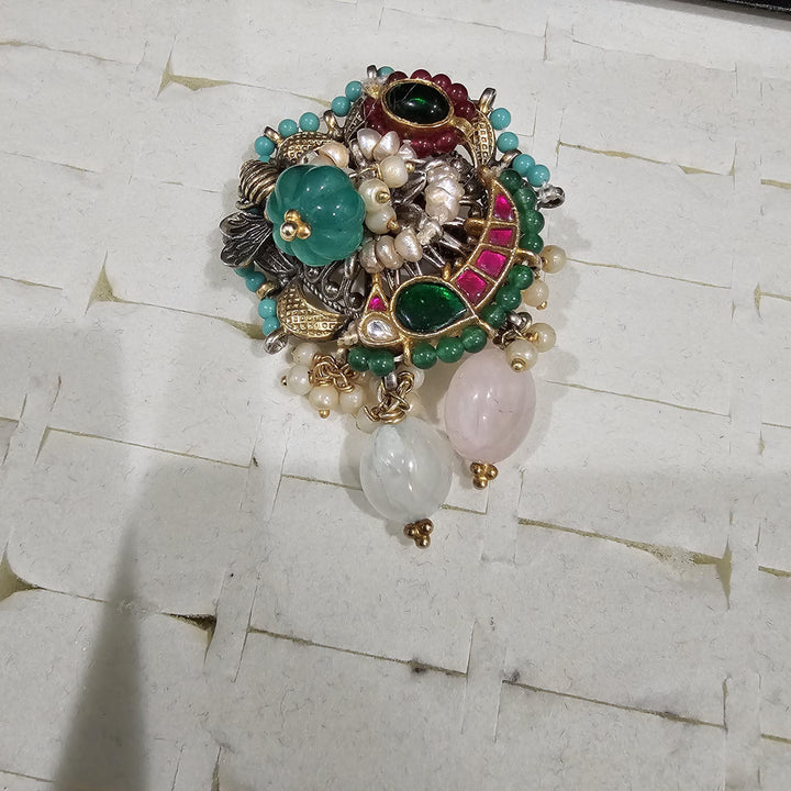 Dual tone Kundan ring