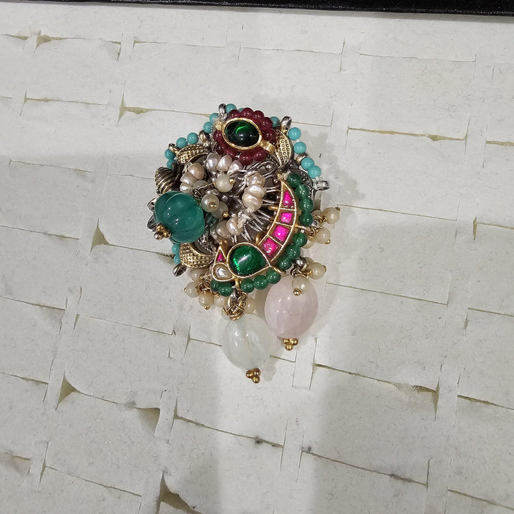 Dual tone Kundan ring