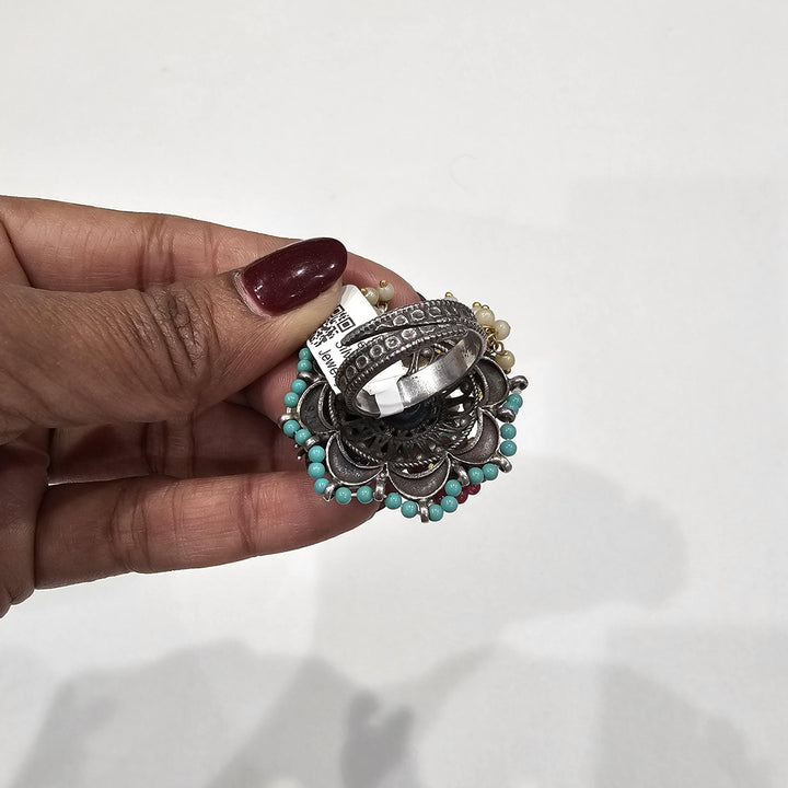 Dual tone Kundan ring