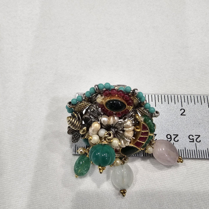 Dual tone Kundan ring
