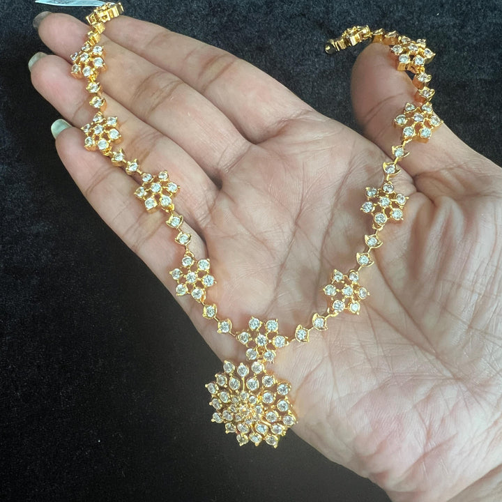 Silver CZs necklace set