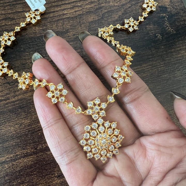 Silver CZs necklace set