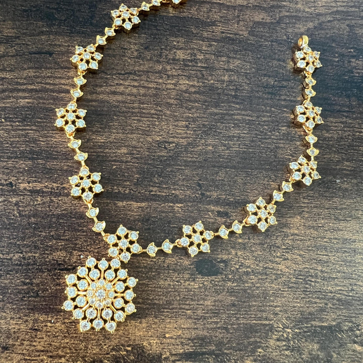 Silver CZs necklace set