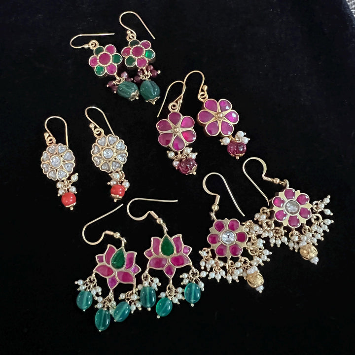 Silver Kundan danglers