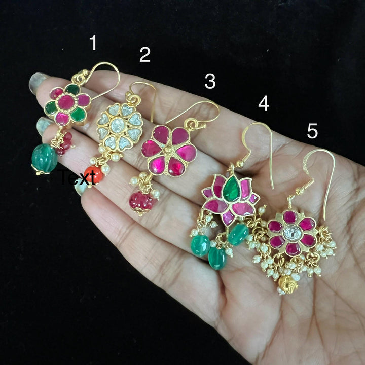 Silver Kundan danglers