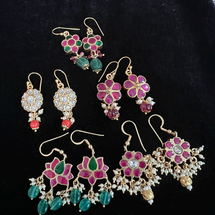 Silver Kundan danglers