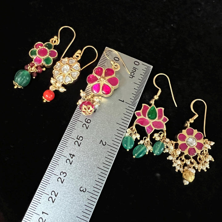 Silver Kundan danglers
