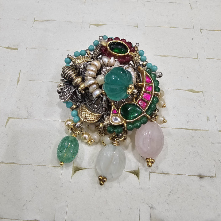 Dual tone Kundan ring