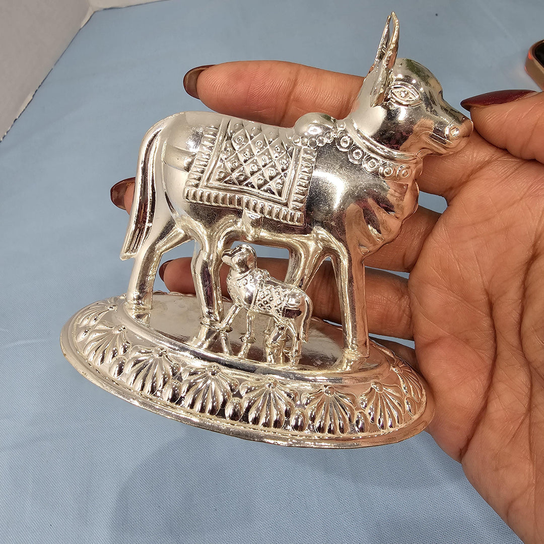 Silver cow calf idol