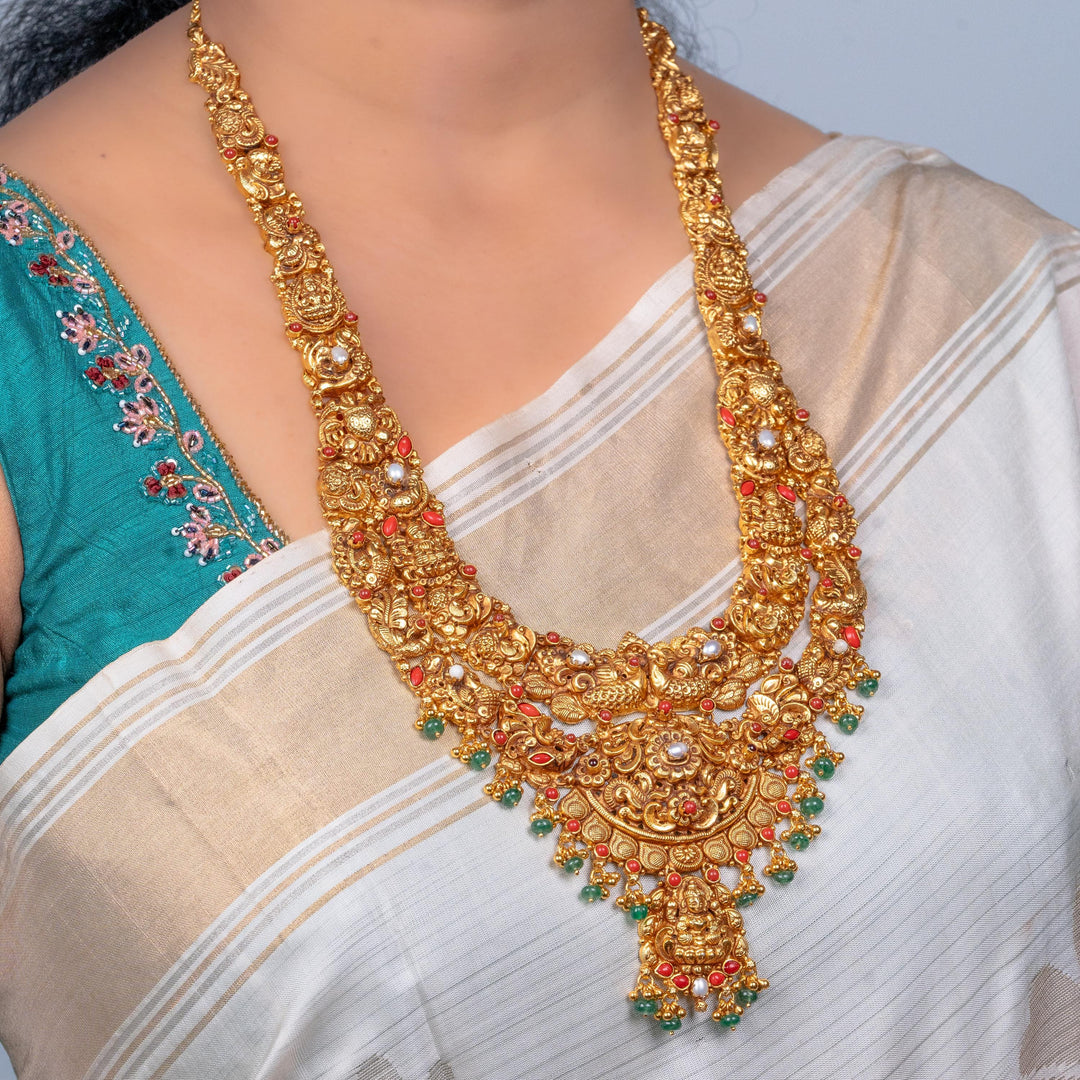 Silver Lakshmi nakshi necklace