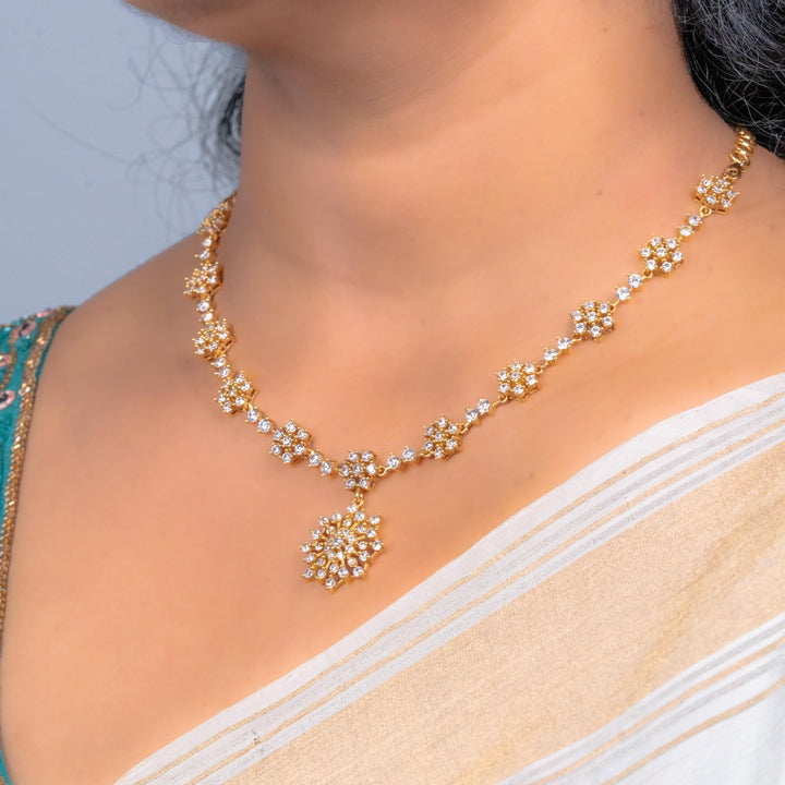 Silver CZs necklace set
