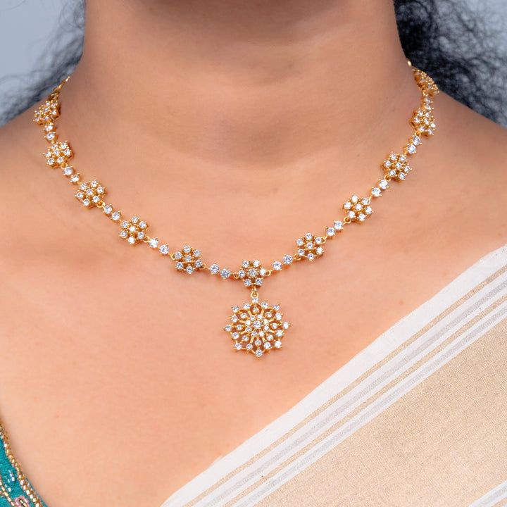 Silver CZs necklace set