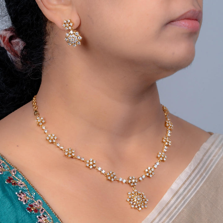 Silver CZs necklace set