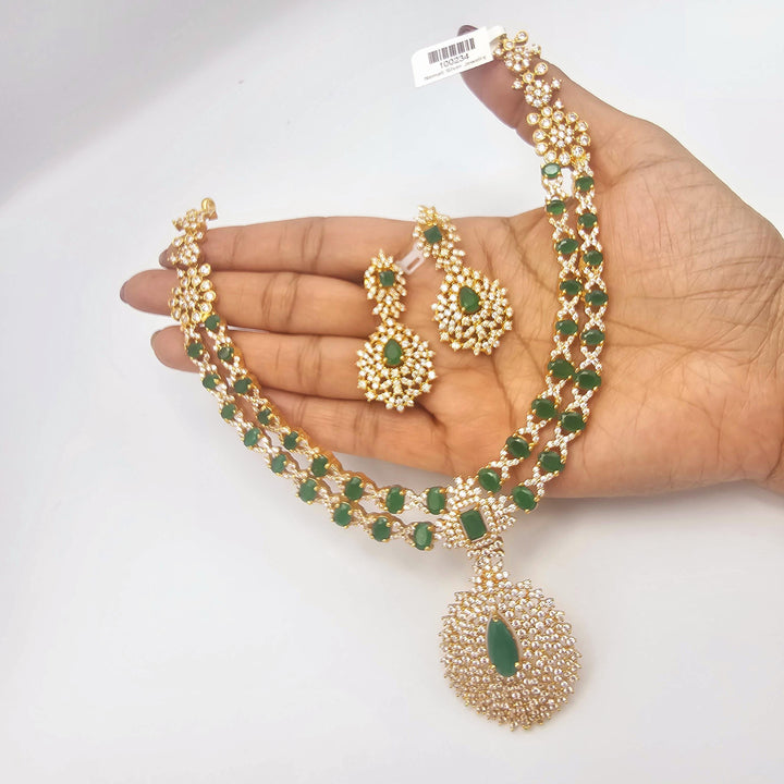 Silver emerald necklace