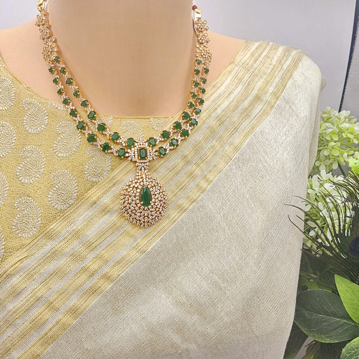 Silver emerald necklace