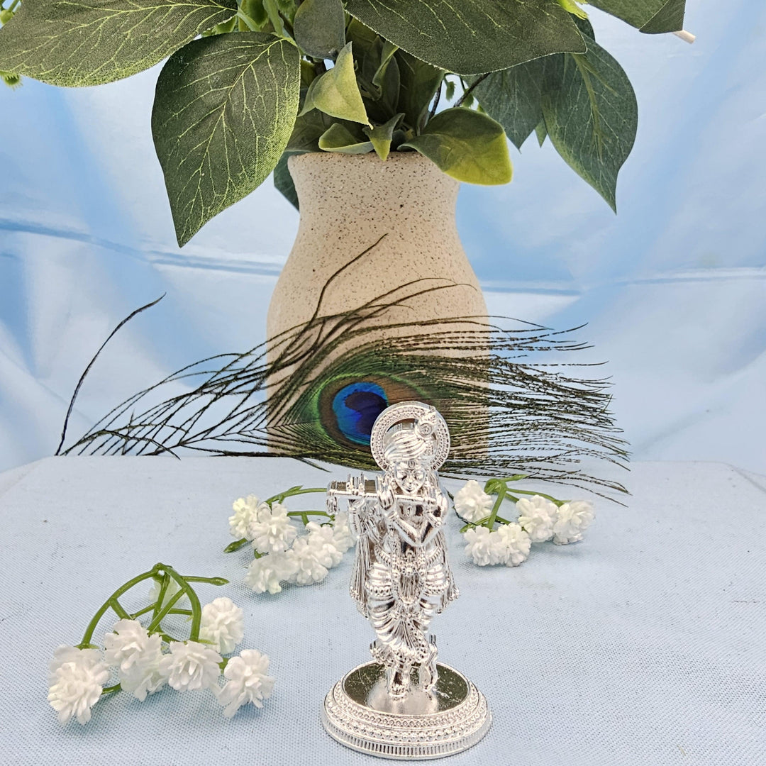 Silver Murali Krishna idol