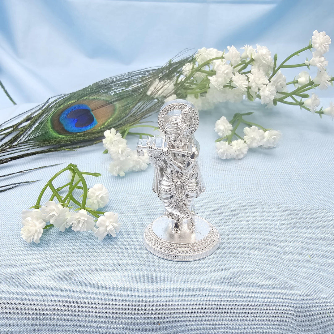 Silver Murali Krishna idol