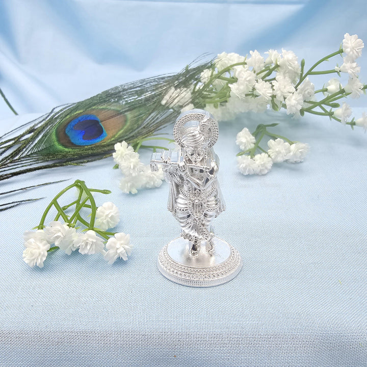 Silver Murali Krishna idol