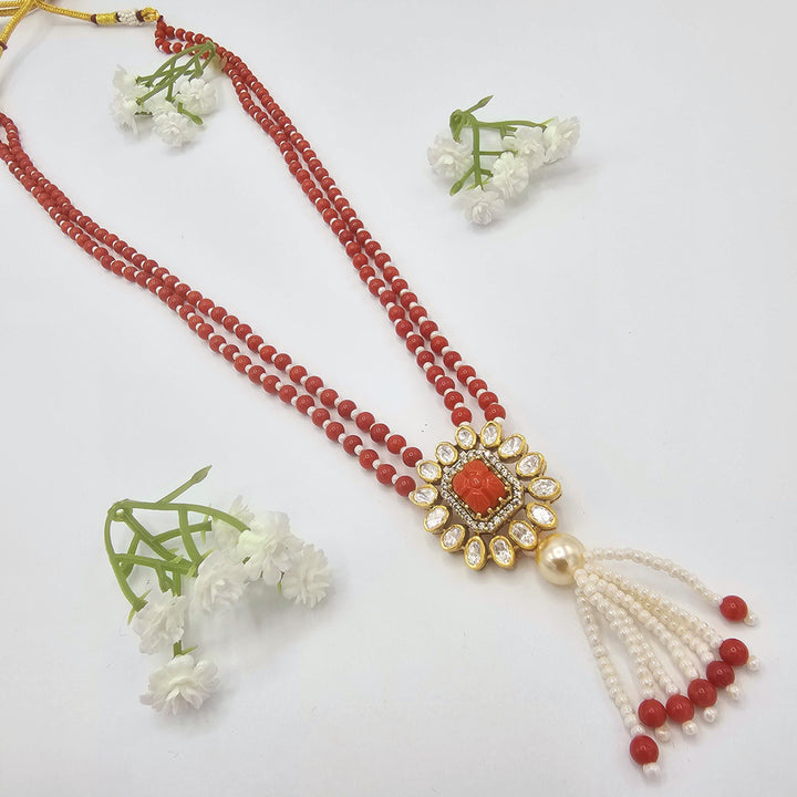 Coral moissanite necklace