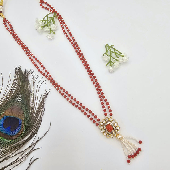 Coral moissanite necklace