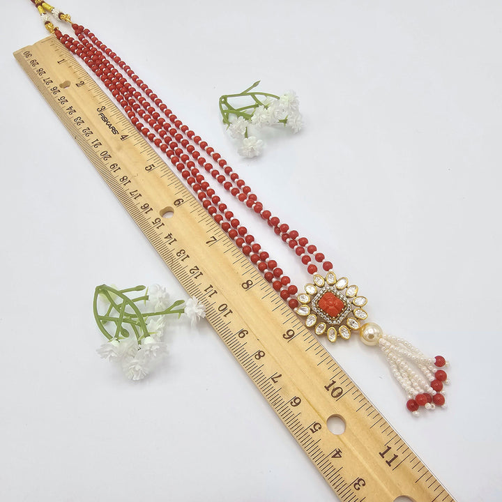 Coral moissanite necklace