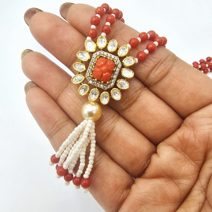 Coral moissanite necklace