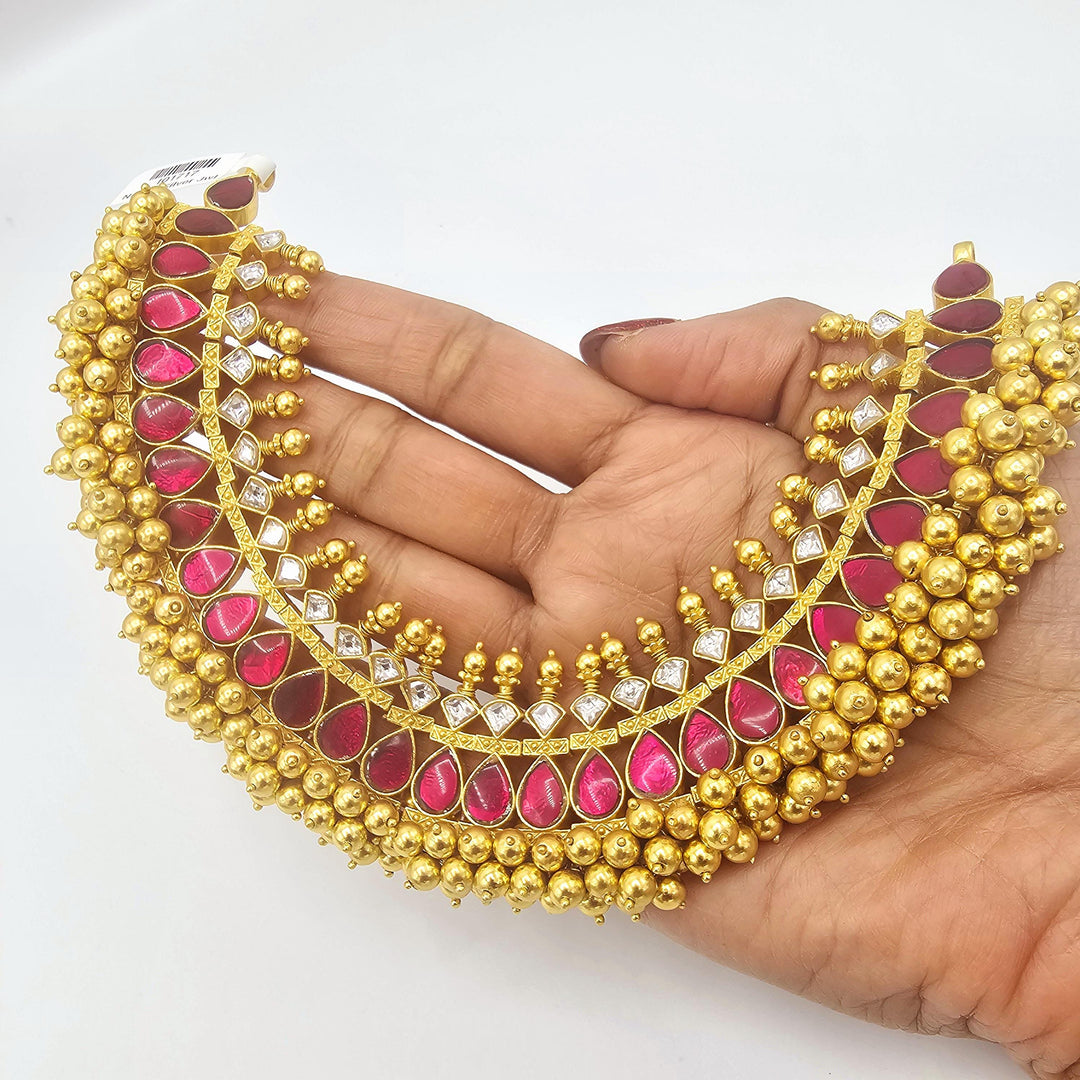 Kundan tussi necklace