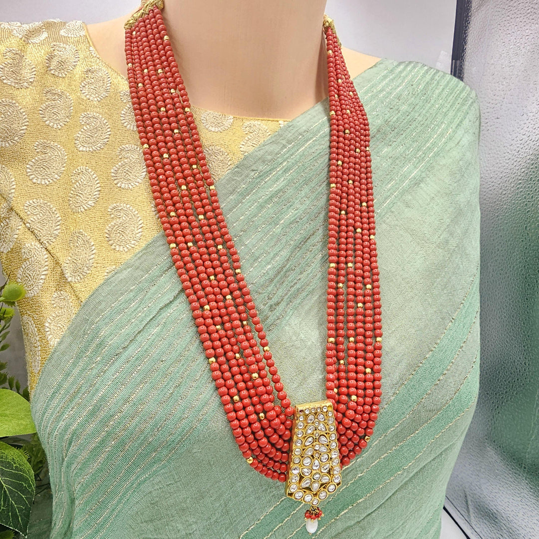 coral necklace set