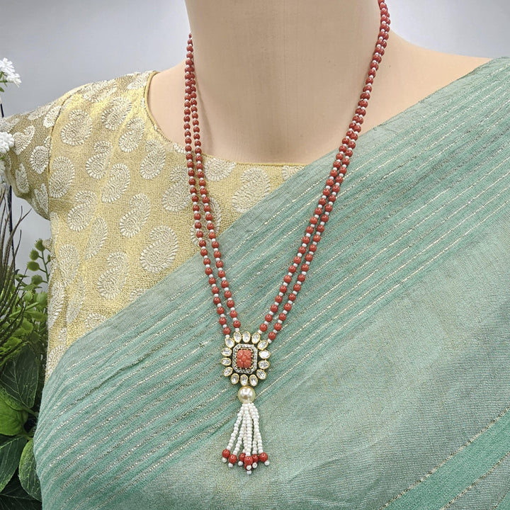 Coral moissanite necklace