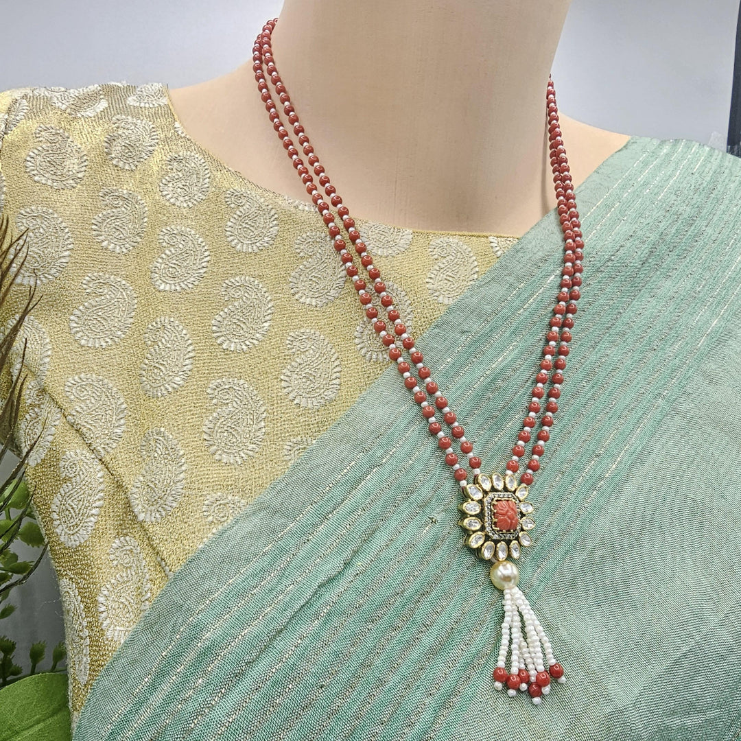 Coral moissanite necklace