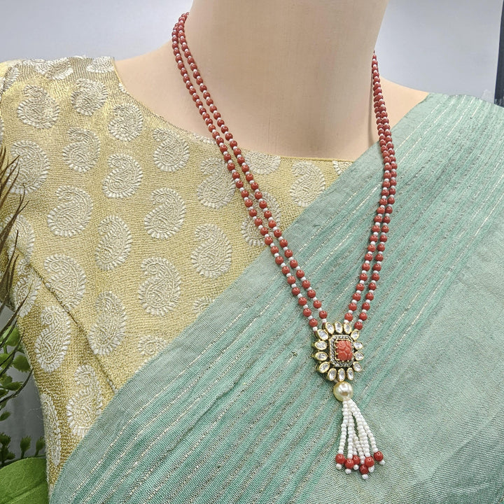 Coral moissanite necklace