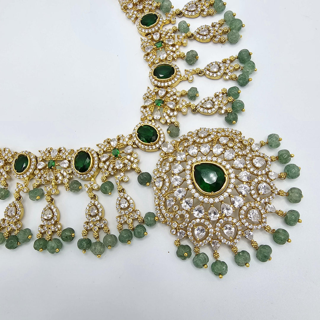Emerald pumpkin CZ necklace