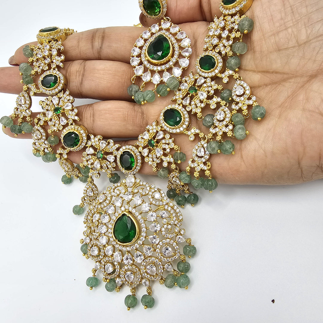 Emerald pumpkin CZ necklace